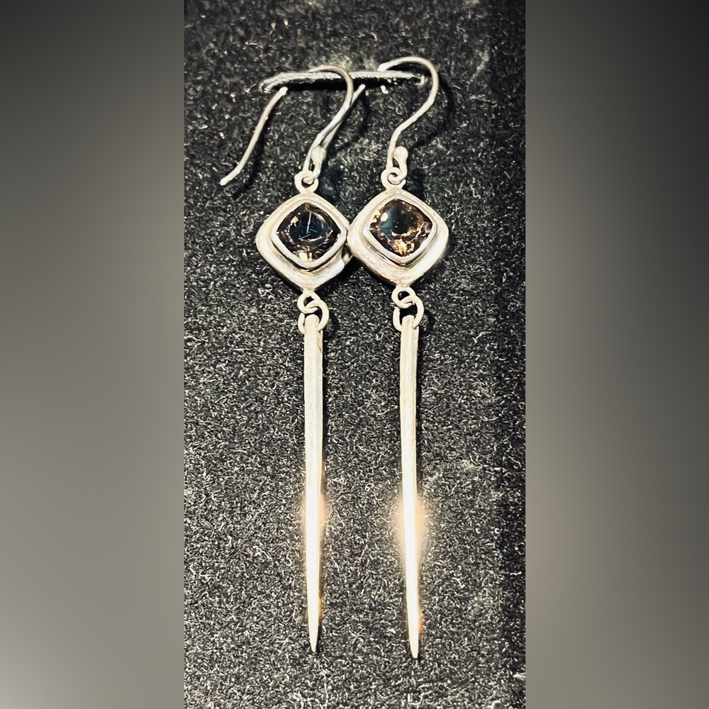 Stunning cosmic dagger Sterling Silver and deep
purple Amethyst Dangle Earrings